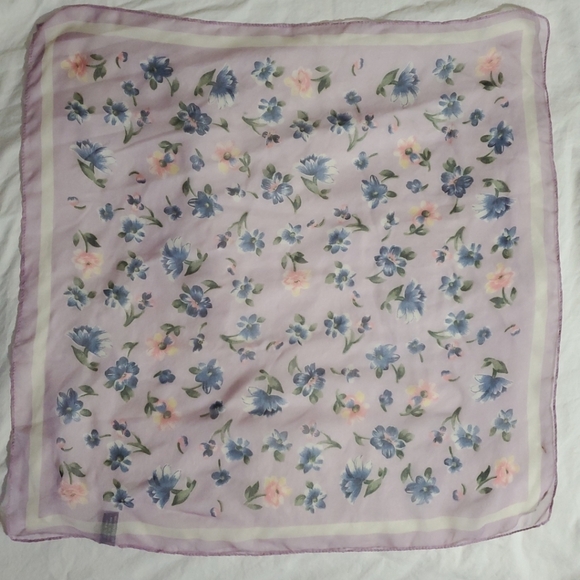 Berkshire Accessories - Share Vintage Scarf PURPLE FLORAL Sheer Chiffon BERKSHIRE Made in India 20" Squa